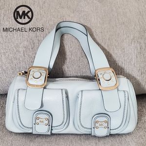 Michael Kors Baby Blue Pebbled Leather Barrel Satchel